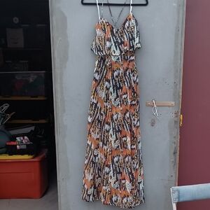 RVCA Women's Maxi Dress in Orange and Black